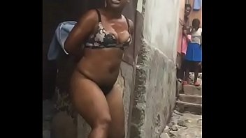 Thick black chick ready to fight