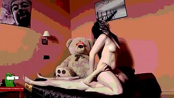 Hot fucked with teddy bear in front of them ADR0428
