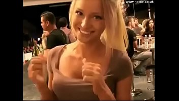 Girl flashes her tits and pussy in a party